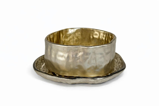 Gold-Tone Meghle Bowl with Saucer Set of 6