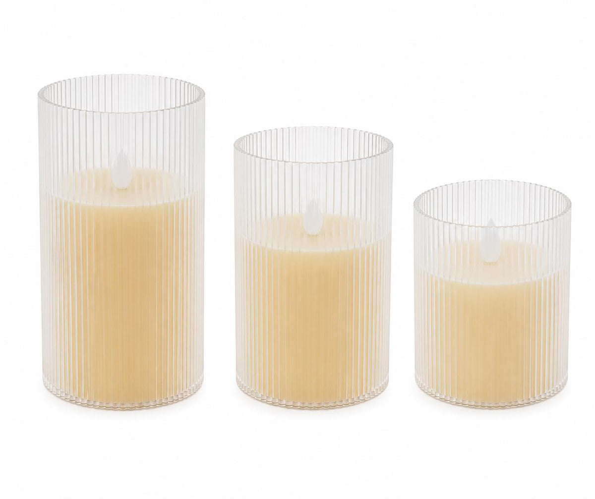 Ribbed LED Flameless Candle Set