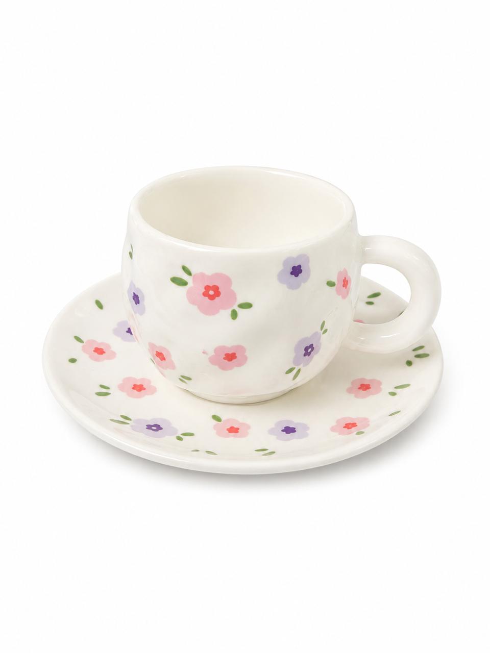Floral Coffee Cup & Saucer - Set of 6