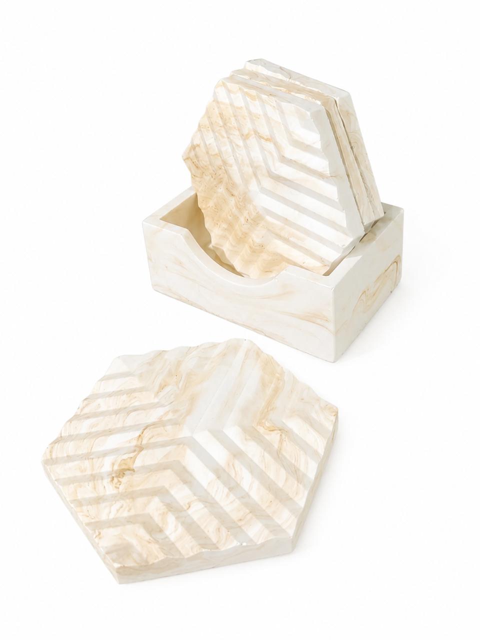 Geometric Drink Coaster Set with Holder
