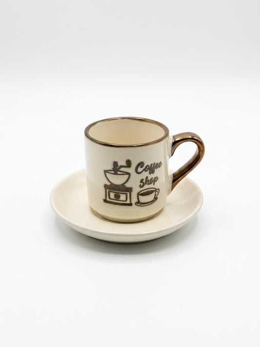 Coffee House Espresso Cup & Saucer Set – Set of 6