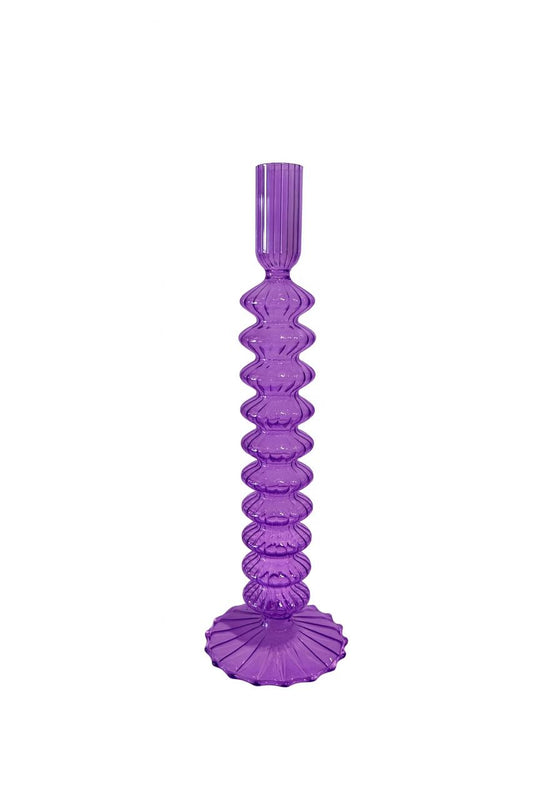 Amethyst Ripple Glass Candle Holder