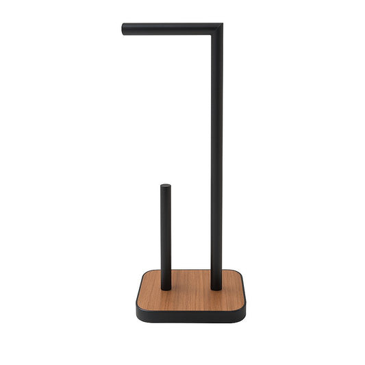 Modern Toilet Paper Holder – Black & Wood Finish
