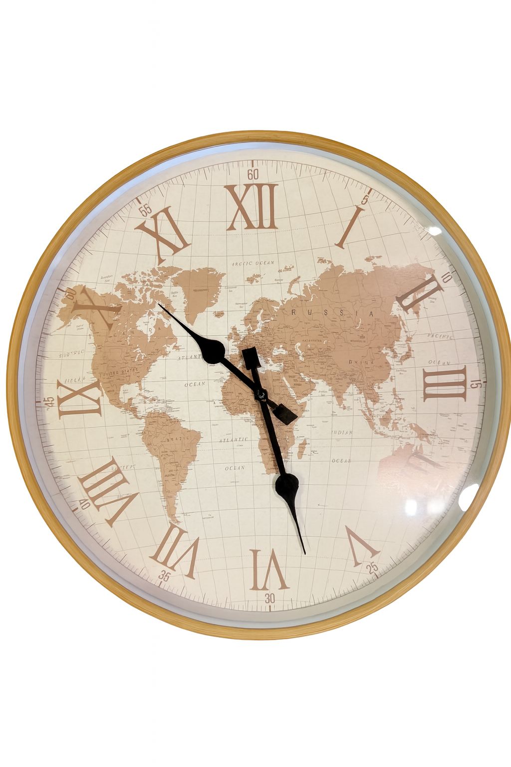Vintage World Map Wall Clock
