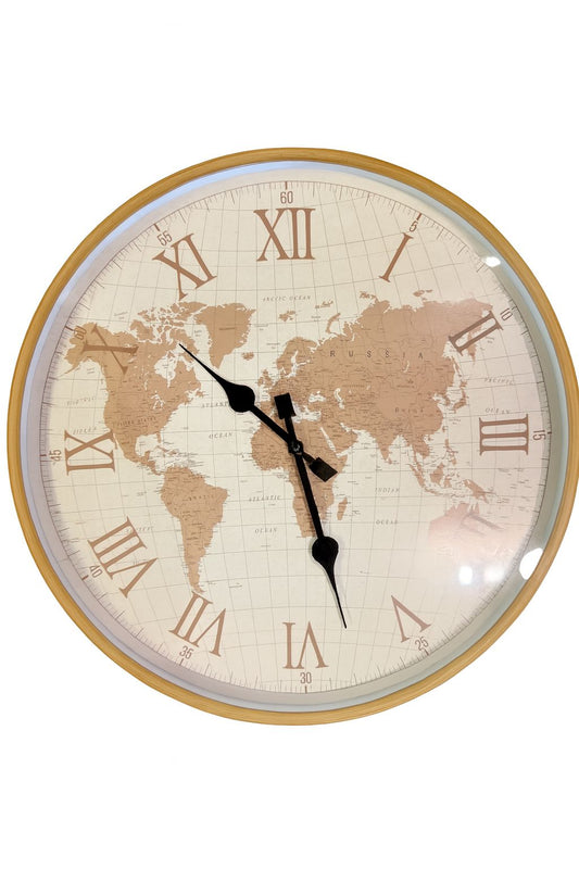 Vintage World Map Wall Clock