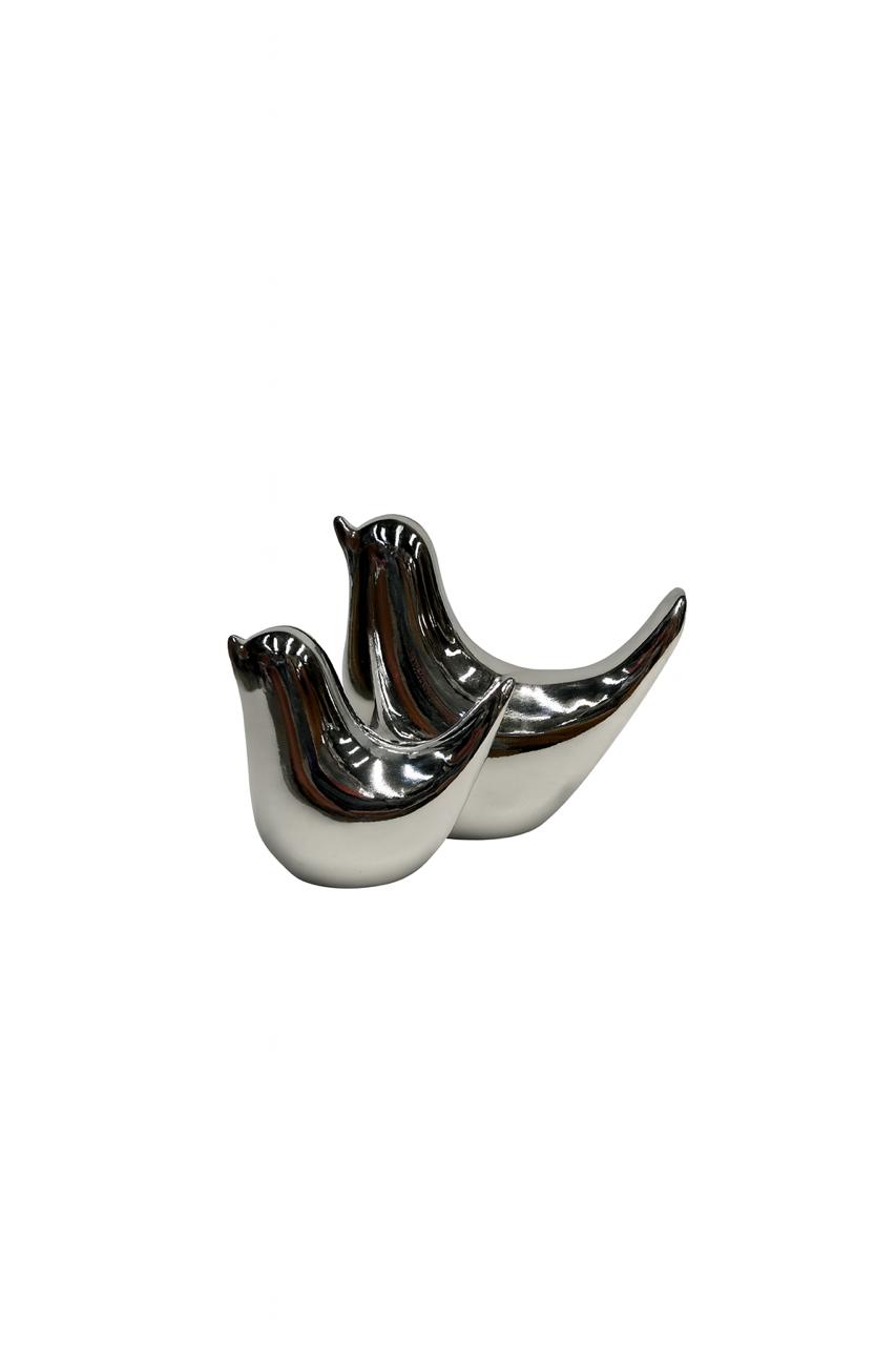 Elegant Silver Bird Figurines – Set of 2