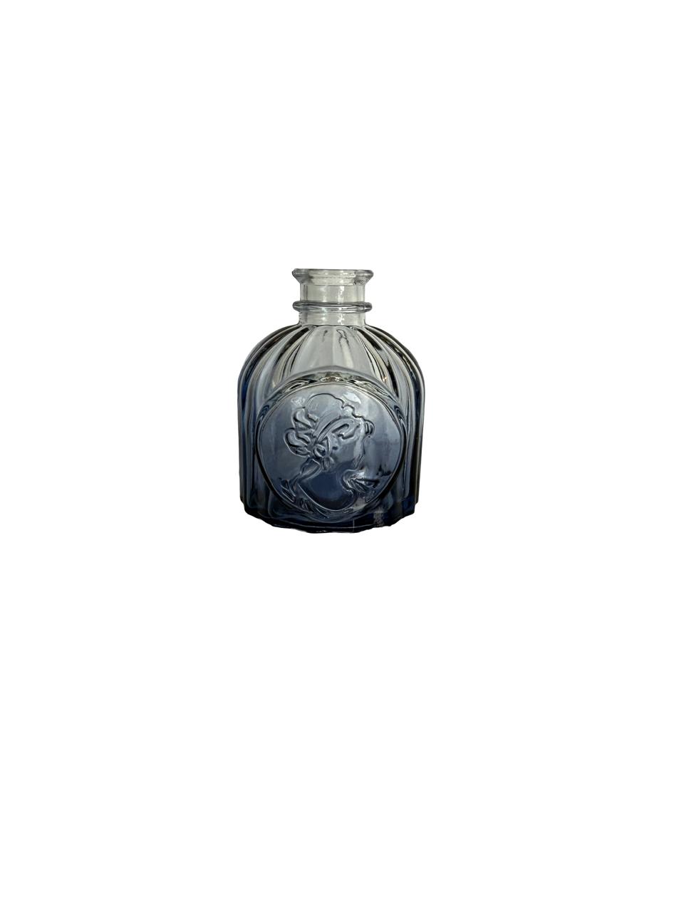 Mini Embossed Glass Vase – Smoky Blue Finish / Per Each
