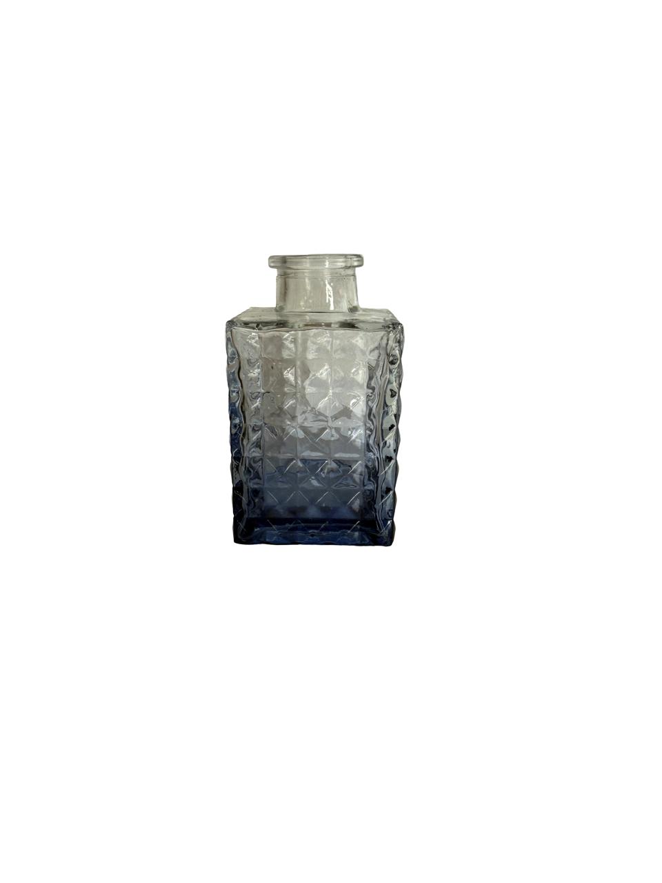 Mini Embossed Glass Vase – Smoky Blue Finish / Per Each
