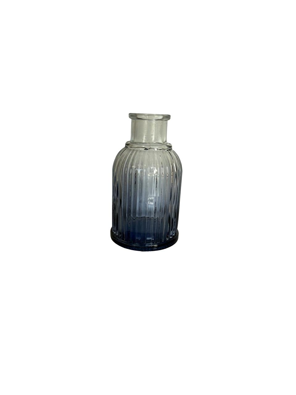 Mini Embossed Glass Vase – Smoky Blue Finish / Per Each