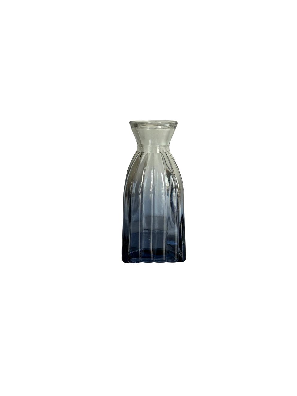 Mini Embossed Glass Vase – Smoky Blue Finish / Per Each