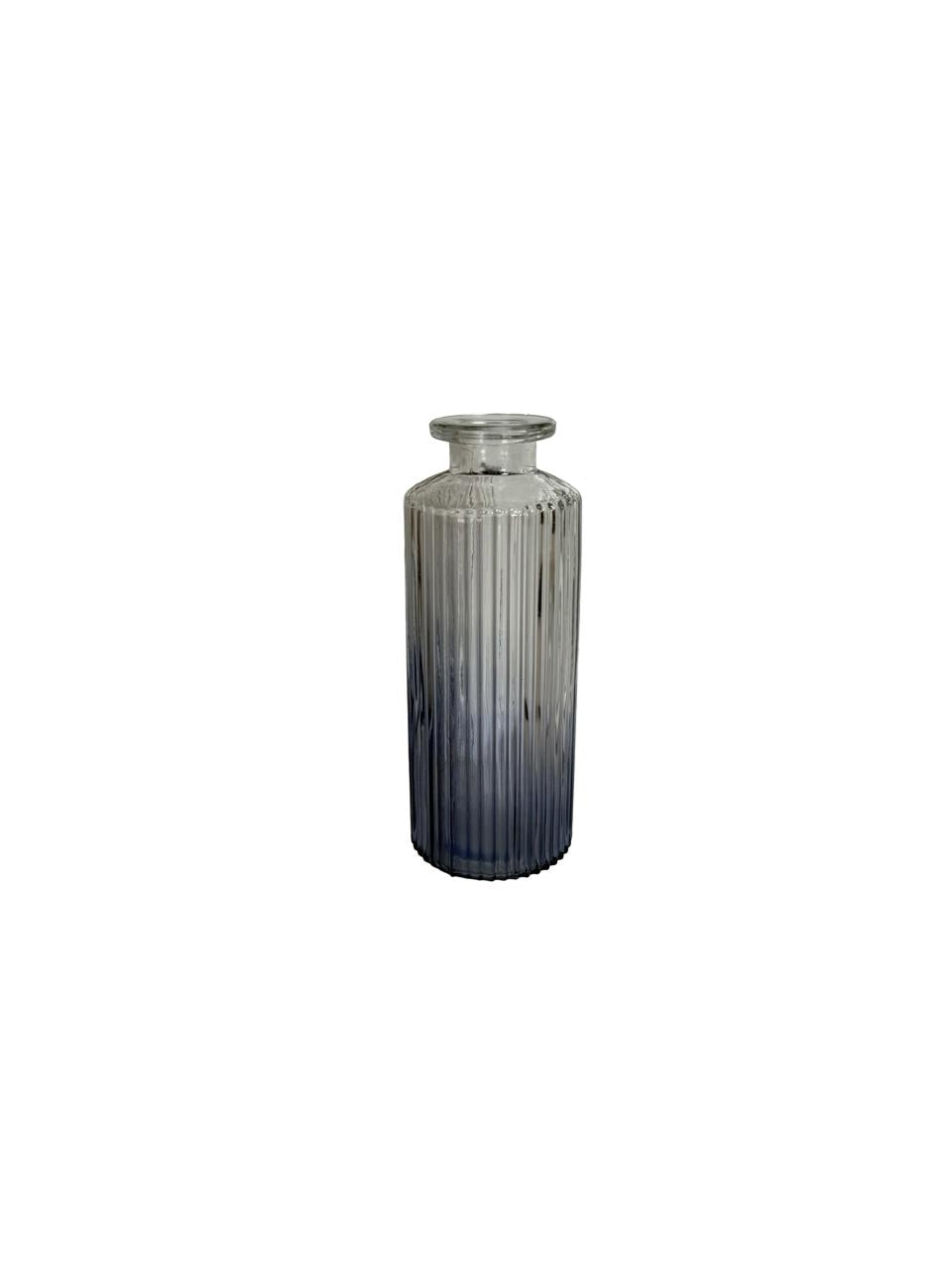 Mini Embossed Glass Vase – Smoky Blue Finish / Per Each