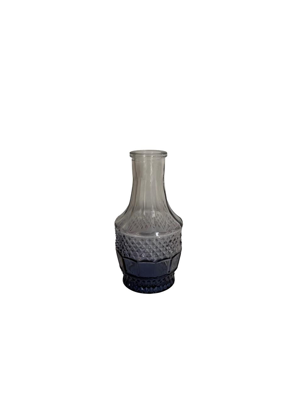 Mini Embossed Glass Vase – Smoky Blue Finish / Per Each