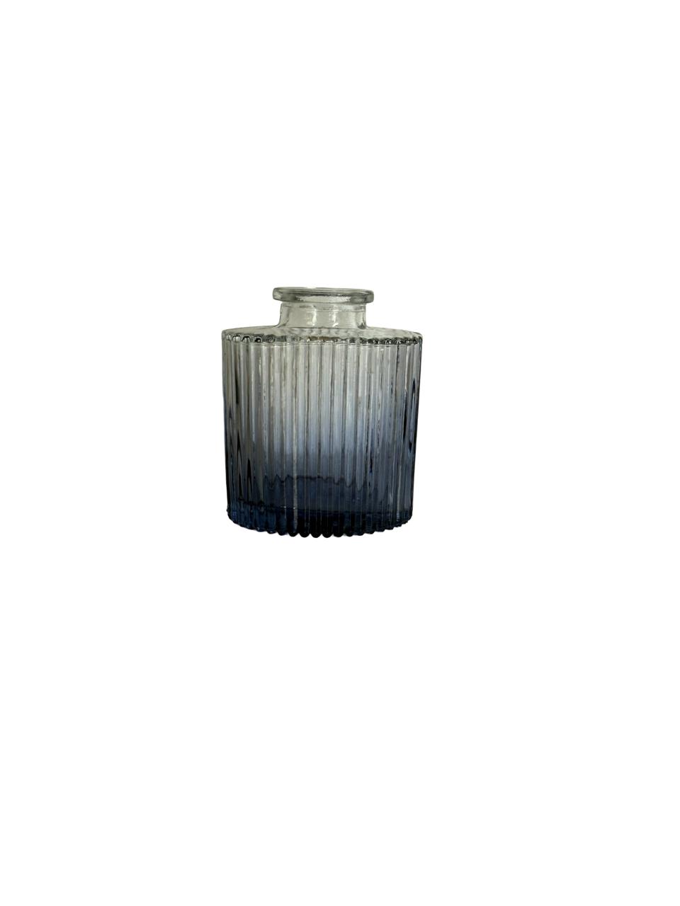 Mini Embossed Glass Vase – Smoky Blue Finish / Per Each