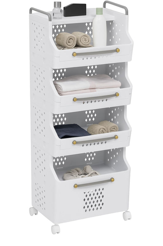 5-Tier Plastic Storage Trolley with Wheels