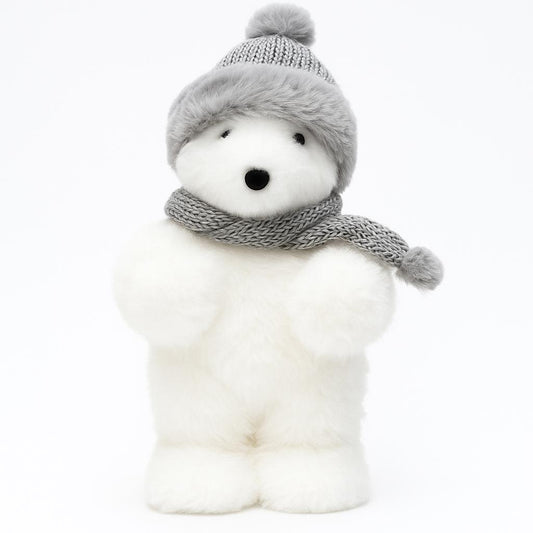 White Polar Bear with Grey Hat & Scarf