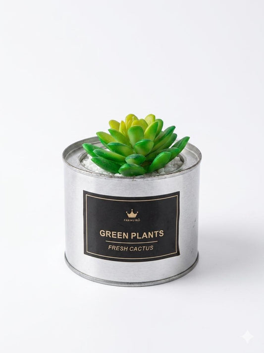Artificial Succulent Plant in Metal Decorative Pot