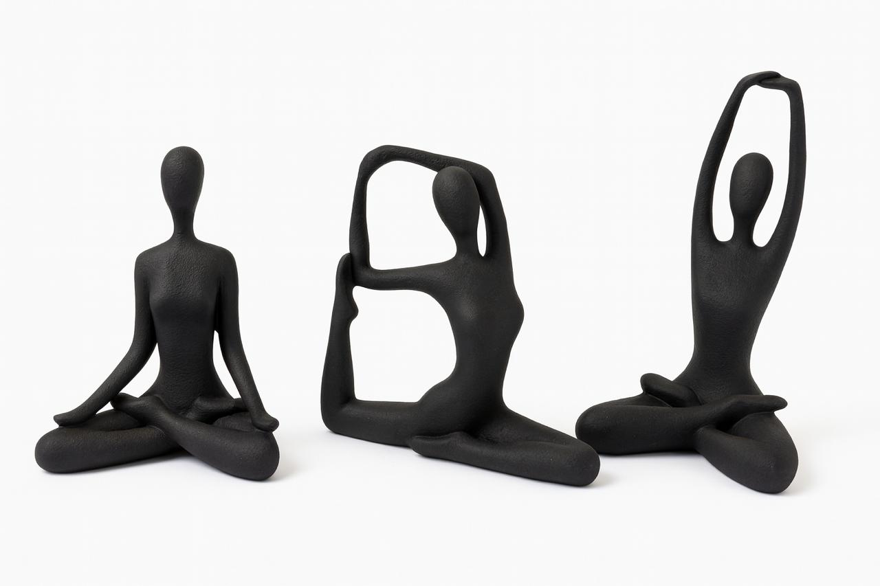 Black Yoga Pose Figurine Set (3 Pieces)