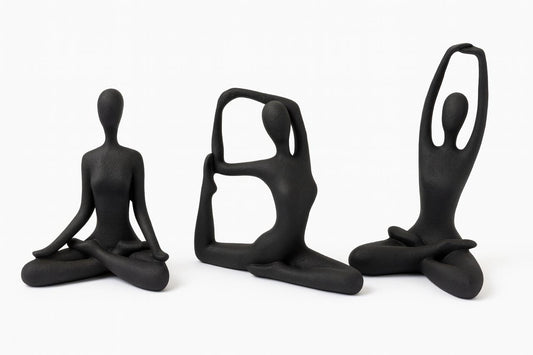 Black Yoga Pose Figurine Set (3 Pieces)
