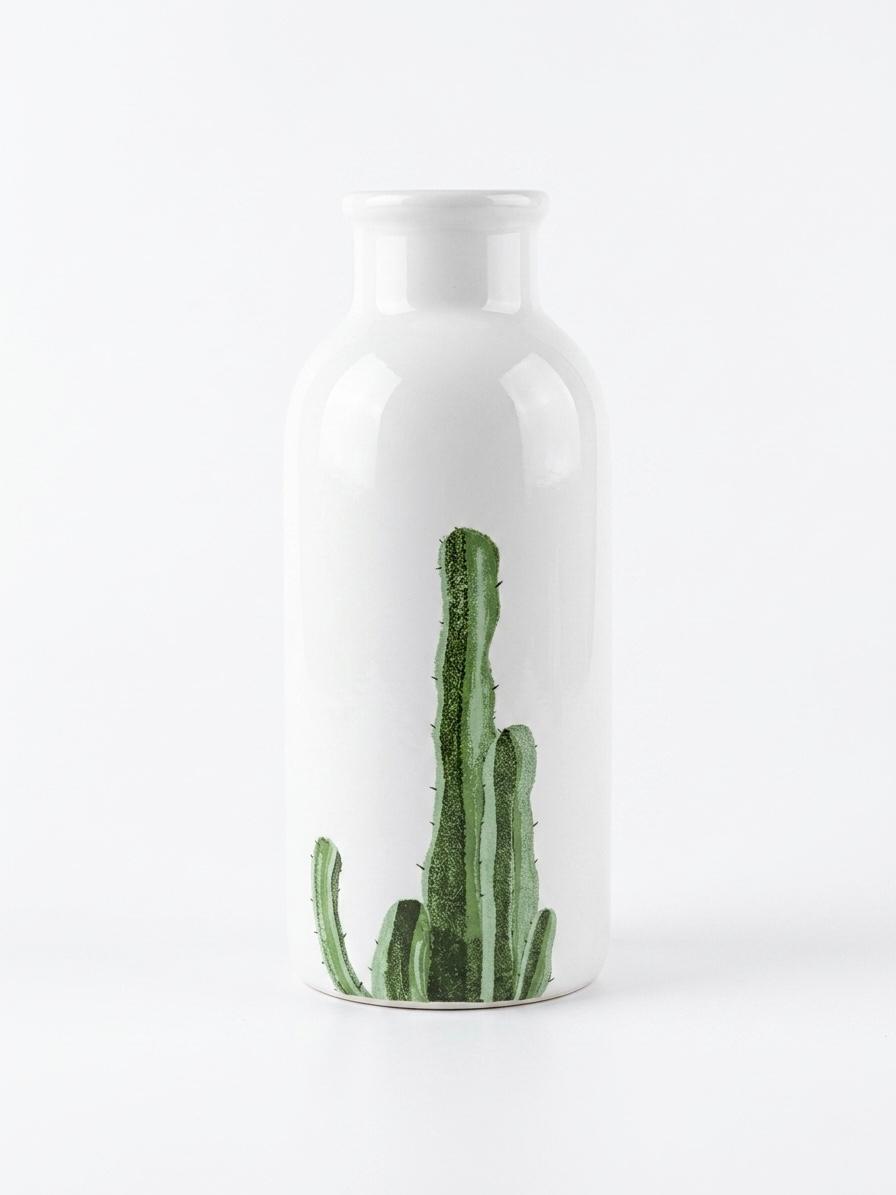 Minimalist Cactus Print Vase