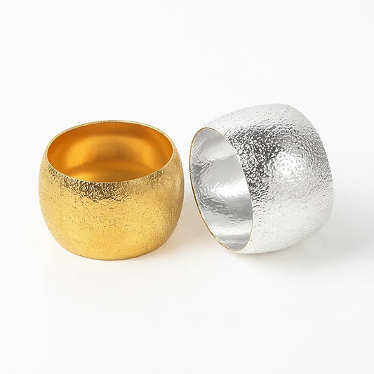 Gold & Silver Textured Napkin Rings – Set of 2