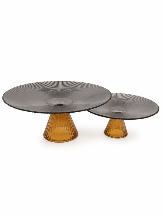 Decorative Glass Cake Stand Set – Set of 2