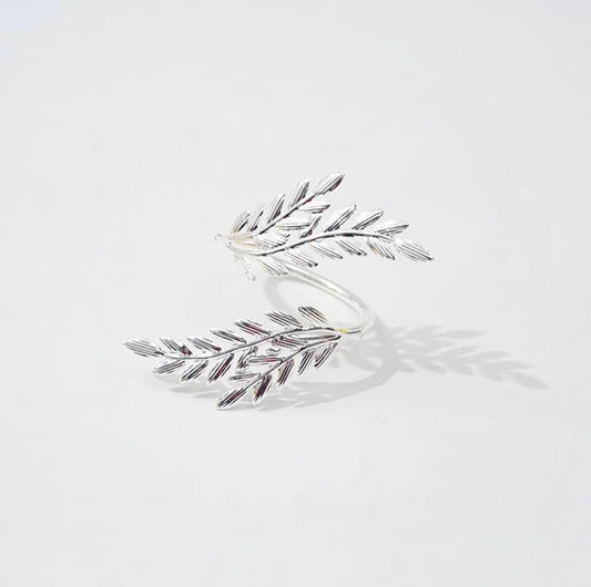 Silver Laurel Leaf Wrap Ring - Set of 4