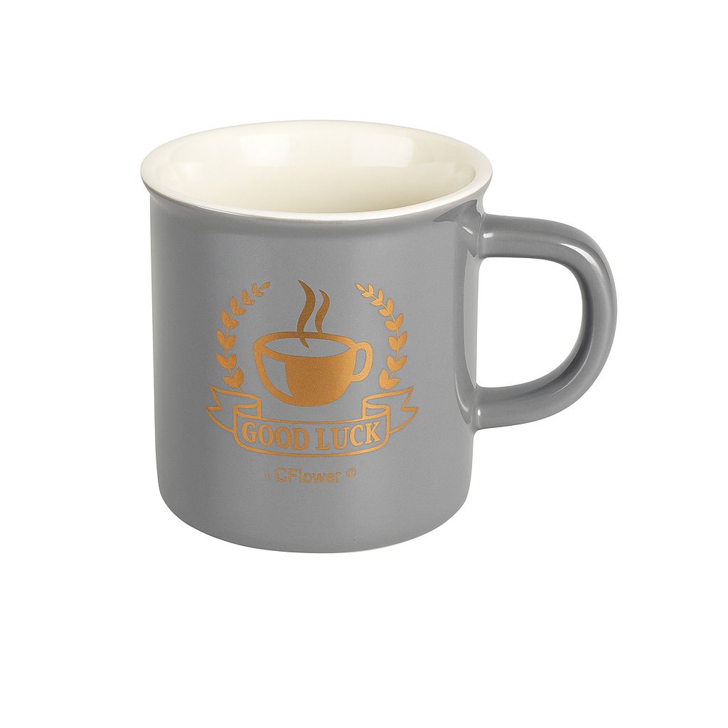 "Good Luck" Grey Espresso Mug