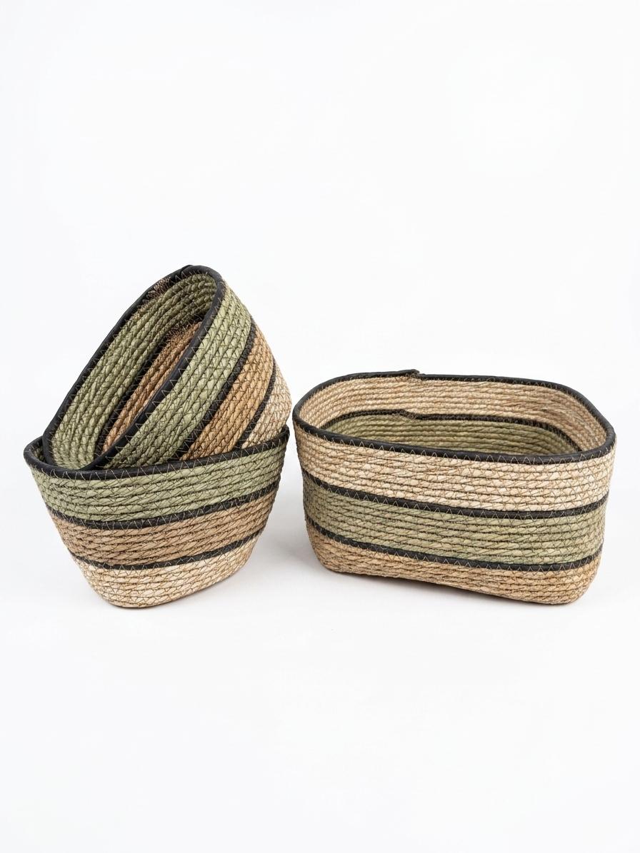Handwoven Ash Storage Basket Set of 3