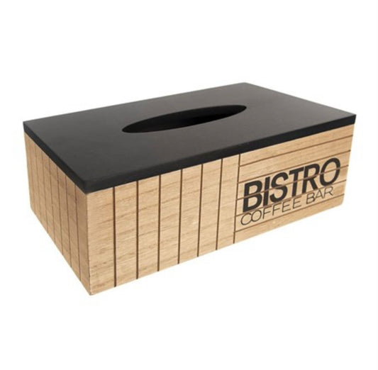 Bistro Coffee Bar Wooden Tissue Box