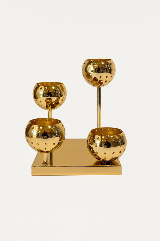 Gold Star Cutout 4-Cup Candle Holder