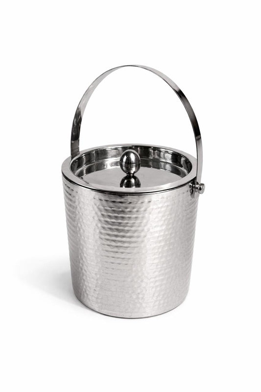 Hammered Silver Ice Bucket with Handle