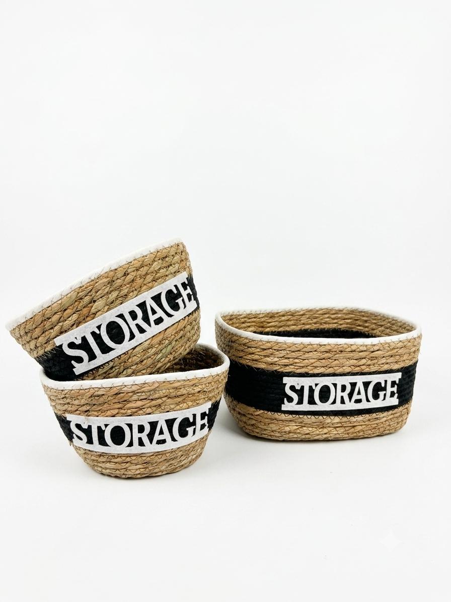 Handwoven Ash Storage Basket Set of 3