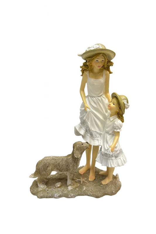 Mother & Daughter Figurine with Dog