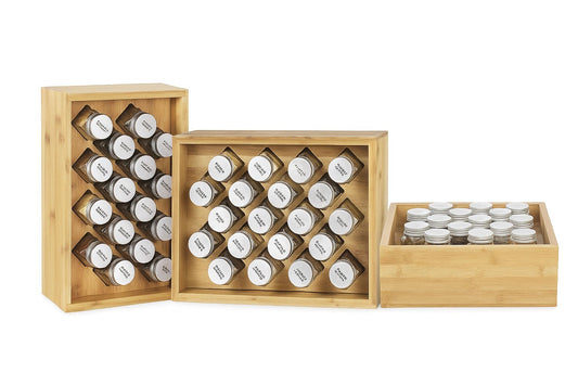 24-Piece Spice Jar Set with Bamboo Organizer