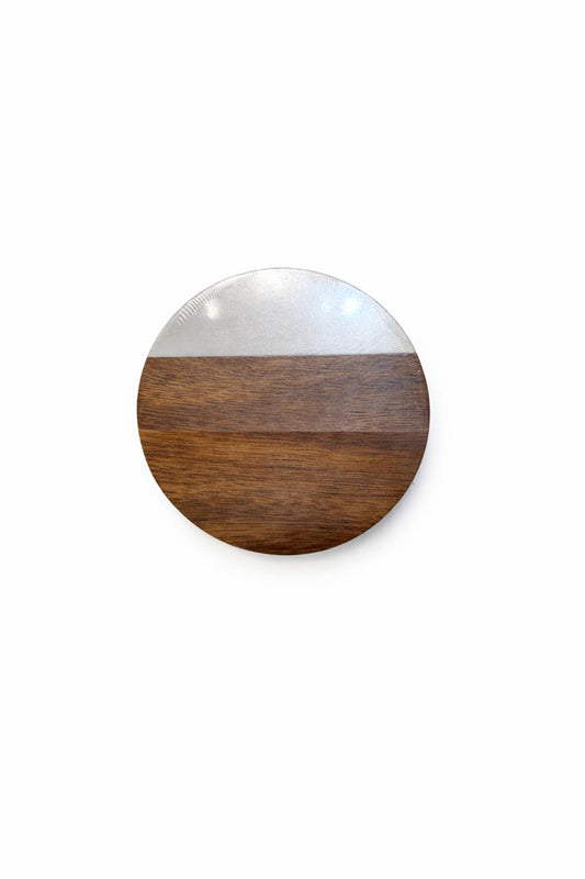 Round Wooden Coaster with Inlay Detail Set of 4