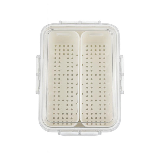 Dual-Compartment Fresh Food Storage Box with Drain Tray