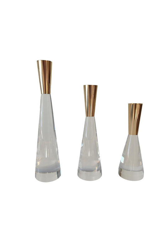 Crystal & Gold Vase Set (3 pcs)
