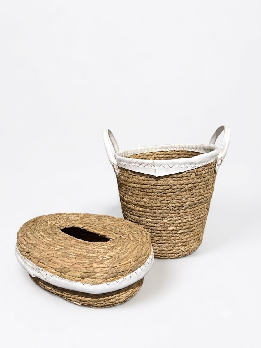 Handwoven Tissue Box & Storage Basket Set of 2