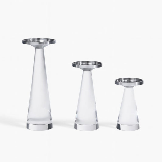 Crystal & Silver Candle Holder Set (3 pcs)