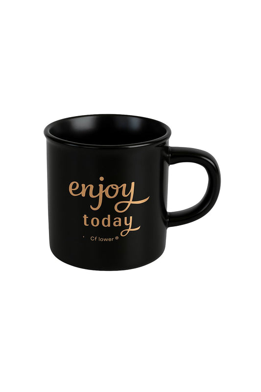 "Enjoy Today" Black Espresso Mug