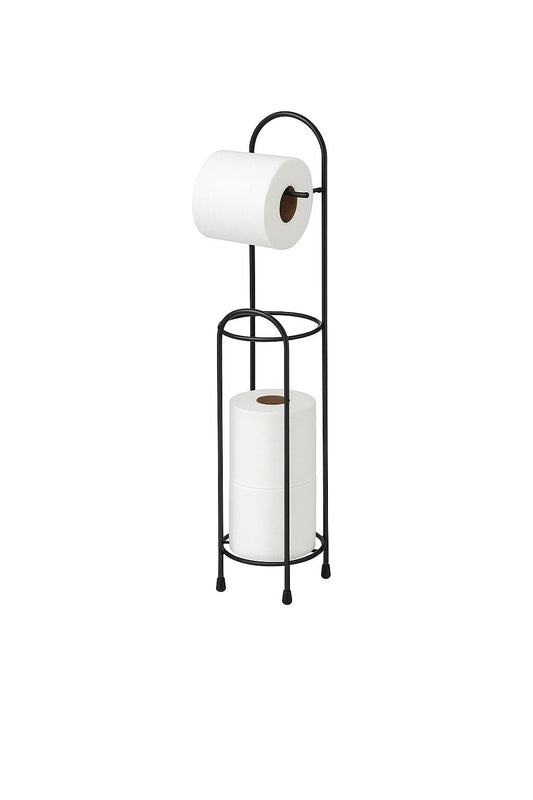 Freestanding Toilet Paper Holder with Storage – Black Metal