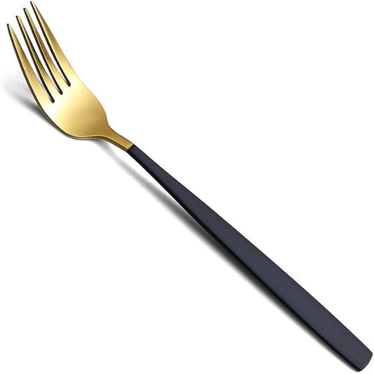 Black & Gold Dinner Fork – Elegant Modern Cutlery - 6 pcs