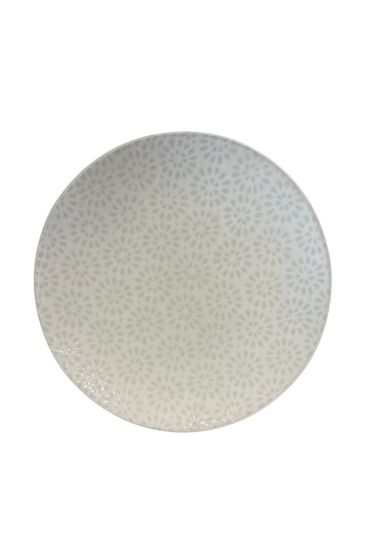 Porcelain Dinner Plate – Subtle Floral Pattern in Soft Grey 6 pcs