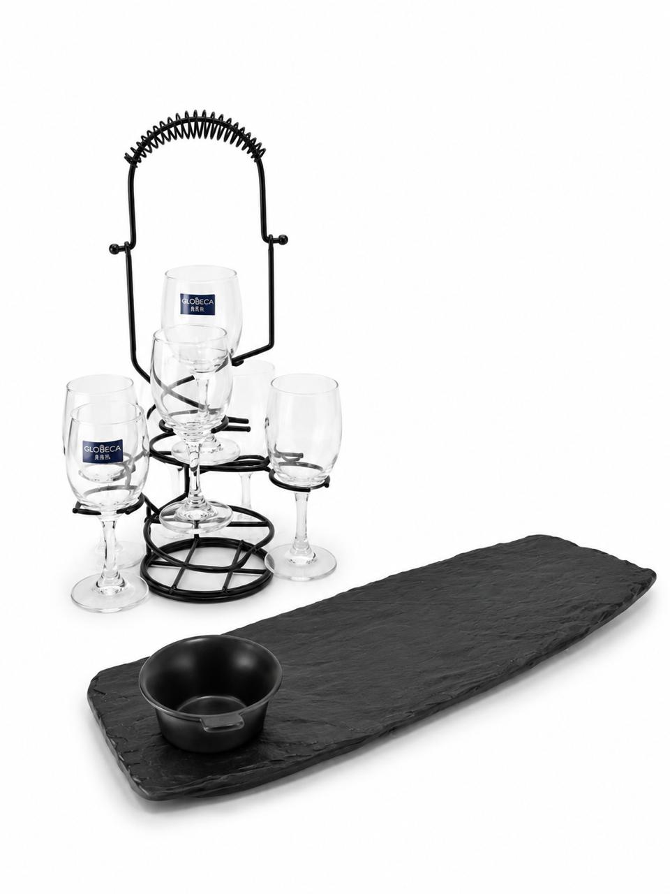 Wine Glass Stand & Serving Tray Bundle – 8 Pieces