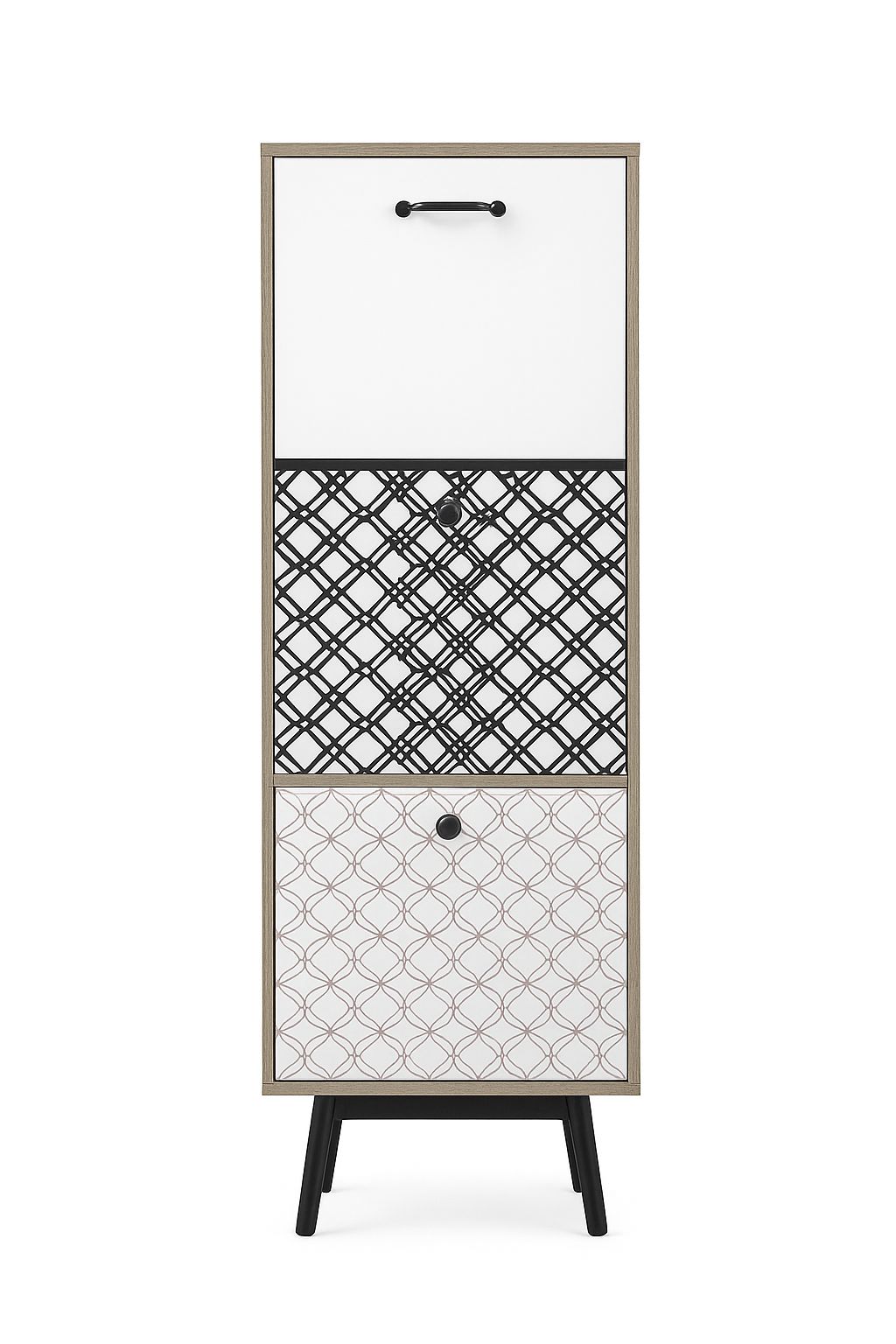 Modern Patterned Shoe Cabinet with 3 Compartments
