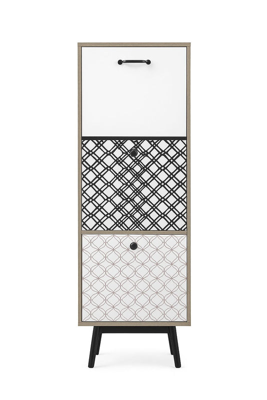 Modern Patterned Shoe Cabinet with 3 Compartments