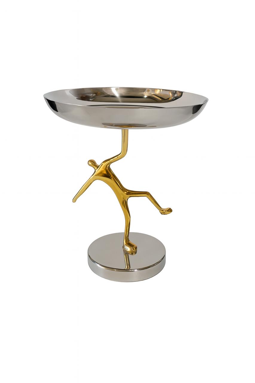 Luxury Silver & Gold Artistic Serving Bowl – Abstract Human Design