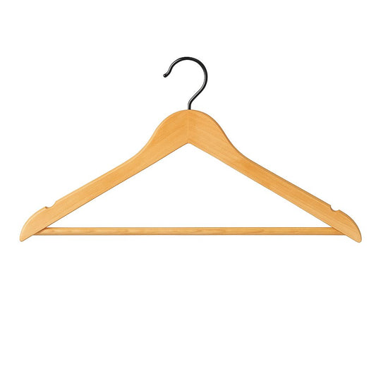 Notched Wooden Hanger with Bar