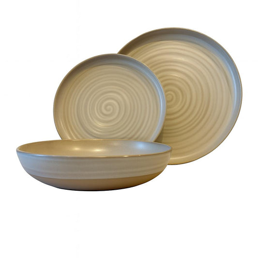 Stoneware Minimalist Dinnerware Set – Natural Beige