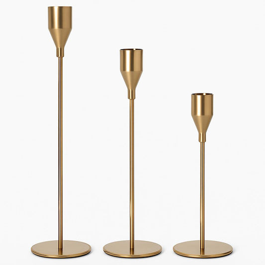 Golden Slim Candle Holder Set (3 pcs)